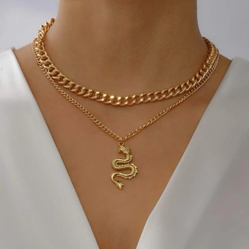 Dragon Layered Pendant Necklace